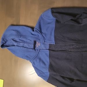 Zip up hoodie sweatshirt gray and blue youth medium
